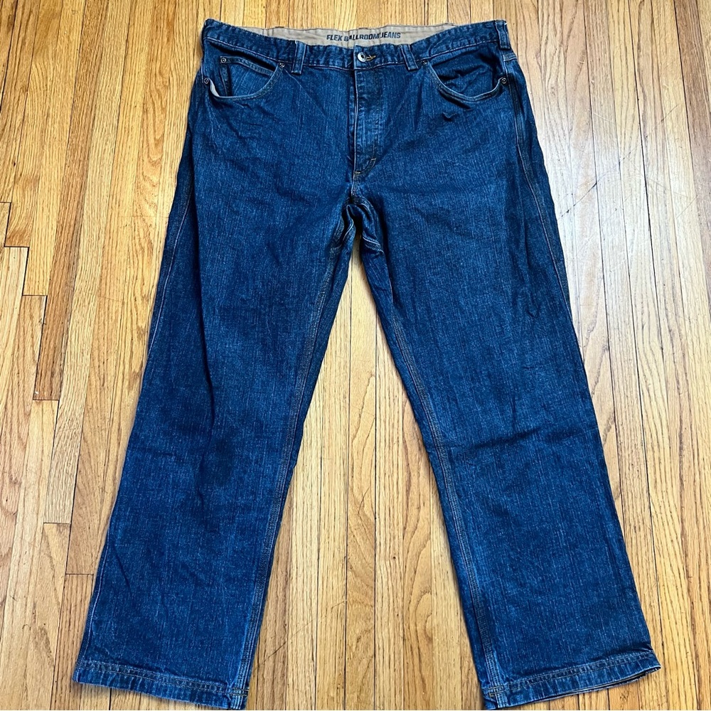 Duluth Trading Jeans Mens 42 Flex Ballroom Jeans Workwear Blue Denim Meas 42x29